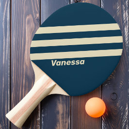 Retro Navy Fassade Drei Streifen mit Namen Tischtennis Schläger