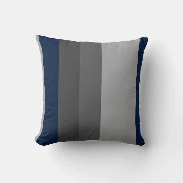 Retro Navy Gray Vertical Stripes Kissen (Vorderseite)