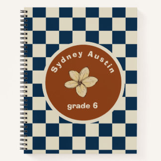 Retro-Navy-Karopad-Notebook mit individuellem Name Notizblock