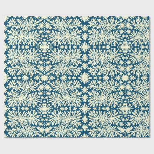 Retro Navy Packpapier mit weißen Schneeflocken (Flach)
