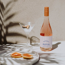 Retro Navy & Pink Stripes Bachelorette Schaumweinetikett