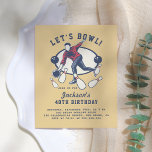 Retro Navy, Red & Senard Bowling Geburtstagspartei Einladungspostkarte<br><div class="desc">Planen Sie einen Geburtstagsbash in Ihrer Lieblings-Bowling-Allee? Wählen Sie diese Geburtstagsfeier-Einladungen mit einem Bowling im Retro-Stil mit "LET'S BOWL!" geschwungenen Oben. Ihre individuellen Party-Details erscheinen unter Vintager Typografie. Ändern Sie einfach den Text im Vorlagenfeld,  um anzupassen! Diese Postkarten kehren in ein einfaches Rot um.</div>