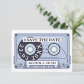 Retro-Navyblau-Kassette Save The Date (Stehend Vorderseite)