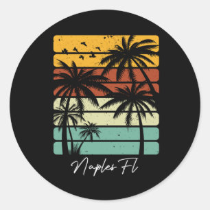 Retro Neapel Florida Vintag 70er Jahre 80er Jahre  Runder Aufkleber