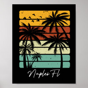 Retro Neapel Florida Vintage 70er 80er Strandstil Poster