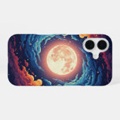 Retro-Nebel-Mond iPhone 16 Hülle (Rückseite (Horizontal))
