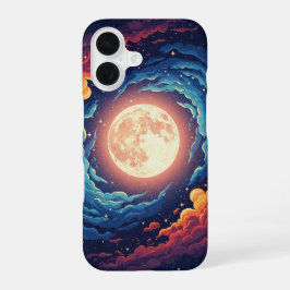 Retro Nebula Moon iPhone 16 Hülle