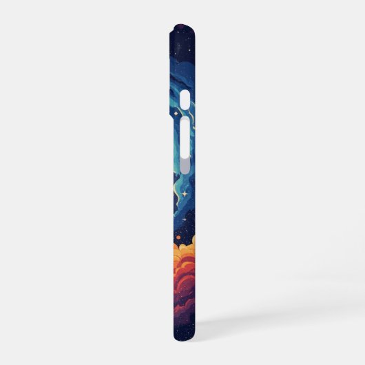 Retro Nebula Moon iPhone 16 Hülle (Linke Seite)