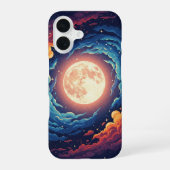 Retro Nebula Moon iPhone 16 Hülle (Rückseite)