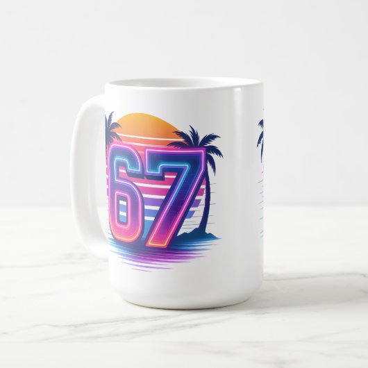 Retro Neon 67 Ästhetik Kaffeetasse (Vorderseite Links)