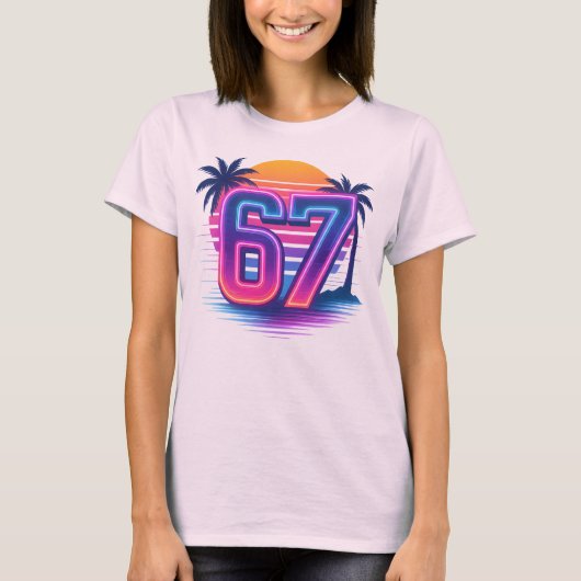 Retro Neon 67 Ästhetik T-Shirt (Vorderseite)