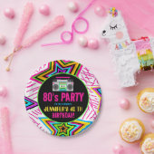 Retro Neon 80er Birthday Party Pappteller (Party)
