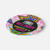 Retro Neon 80er Birthday Party Pappteller (Schrägansicht)