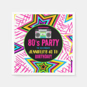 Retro Neon 80er Birthday - Vintages Kassettendesig Serviette (Vorderseite)