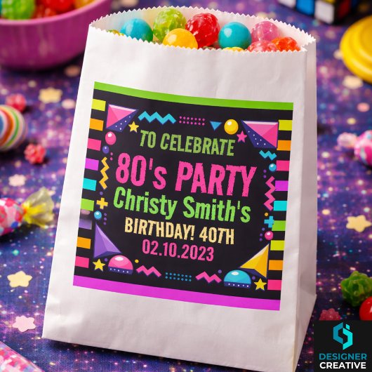 Retro Neon 80s Birthday Party Geschenktütchen