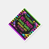 Retro Neon 80s Birthday Party Serviette (Ecke)
