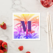 Retro Neon 80's Tropical Palm Tree Paper benutzerd Serviette (Beispiel)