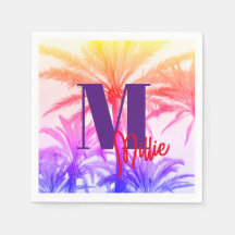 Retro Neon 80's Tropical Palm Tree Paper benutzerd