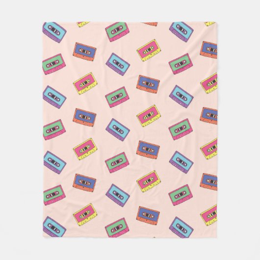 Retro Neon Audio-Kassettenbandmuster Fleecedecke (Vorderseite)