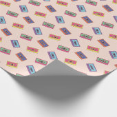 Retro Neon Audio-Kassettenbandmuster Geschenkpapier (Ecke)
