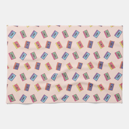 Retro Neon Audio-Kassettenbandmuster Geschirrtuch (Horizontal)