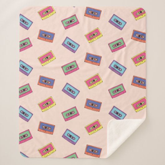 Retro Neon Audio-Kassettenbandmuster Sherpadecke (Vorderseite)