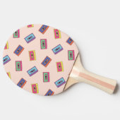 Retro Neon Audio-Kassettenbandmuster Tischtennis Schläger (Seitenansicht)