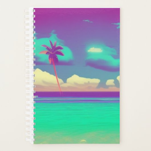 Retro Neon Beach Palm Planer (Vorderseite)
