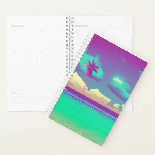 Retro Neon Beach Palm Planer (Anzeige)