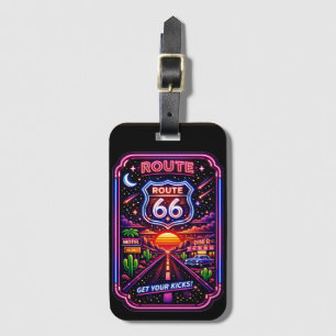 Retro Neon Bekomm deine Kicks Route 66 Gepäckanhänger