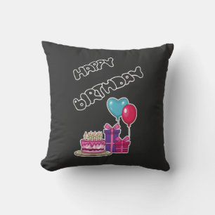 Retro-Neon-Blasentext Alles Gute zum Geburtstag Kissen