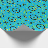 Retro Neon Blue Doddle-Muster der 80er/90er Jahre Geschenkpapier (Ecke)
