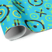 Retro Neon Blue Doddle-Muster der 80er/90er Jahre Geschenkpapier (Rolleneckpunkt)