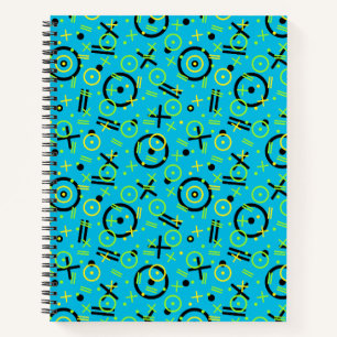 Retro Neon Blue Doodle Muster der 80er/90er Notizblock