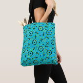 Retro Neon Blue Doodle Muster der 80er/90er Tasche (Von Nahem)