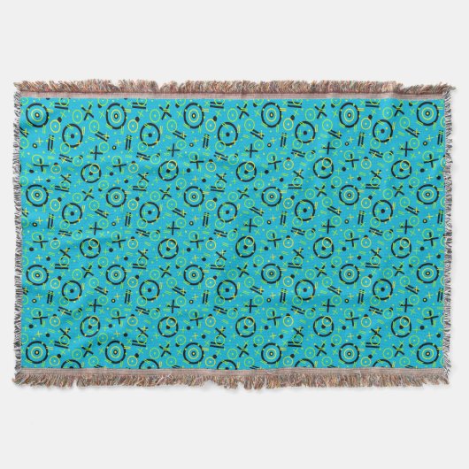 Retro Neon Blue Pattern der 80er/90er Jahre Decke (Vorderseite)