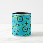 Retro Neon Blue Pattern der 80er/90er Jahre Tasse (Zentrum)