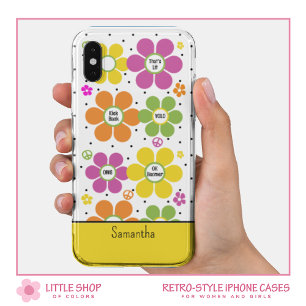 Retro-Neon-Blumen- Flower-Power-Monogramm Case-Mate iPhone Hülle