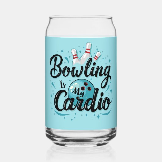 Retro Neon "Bowling Is My Cardio" Funny Bowling Dosenglas (Vorderseite)