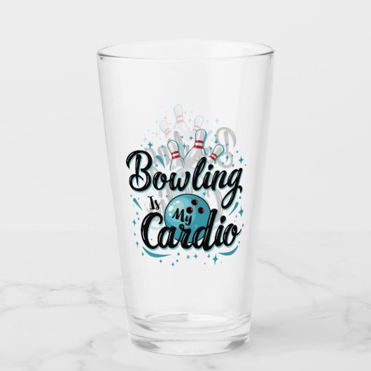 Retro Neon "Bowling Is My Cardio" Funny Bowling Glas (Vorderseite)