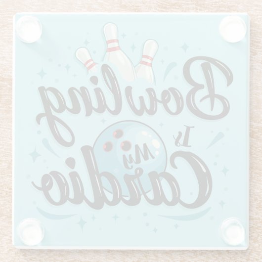 Retro Neon "Bowling Is My Cardio" Funny Bowling Glasuntersetzer (Rückseite)