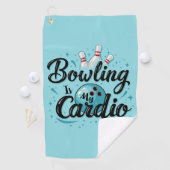 Retro Neon "Bowling Is My Cardio" Funny Bowling Golfhandtuch (Insitu)