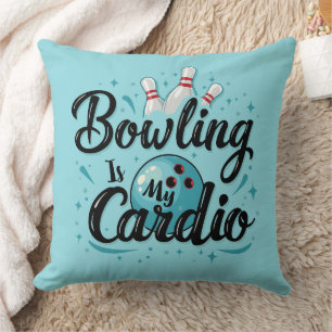 Retro Neon "Bowling Is My Cardio" Funny Bowling Kissen