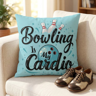 Retro Neon "Bowling Is My Cardio" Funny Bowling Kissen