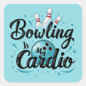 Retro Neon "Bowling Is My Cardio" Funny Bowling Quadratischer Aufkleber (Vorderseite)