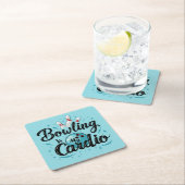 Retro Neon "Bowling Is My Cardio" Funny Bowling Rechteckiger Pappuntersetzer (Vor Ort)