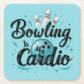 Retro Neon "Bowling Is My Cardio" Funny Bowling Rechteckiger Pappuntersetzer (Vorderseite)