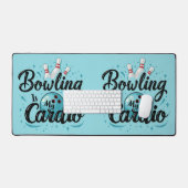 Retro Neon "Bowling Is My Cardio" Funny Bowling Schreibtischunterlage (Tastatur & Maus)