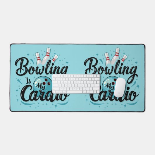 Retro Neon "Bowling Is My Cardio" Funny Bowling Schreibtischunterlage (Tastatur & Maus)