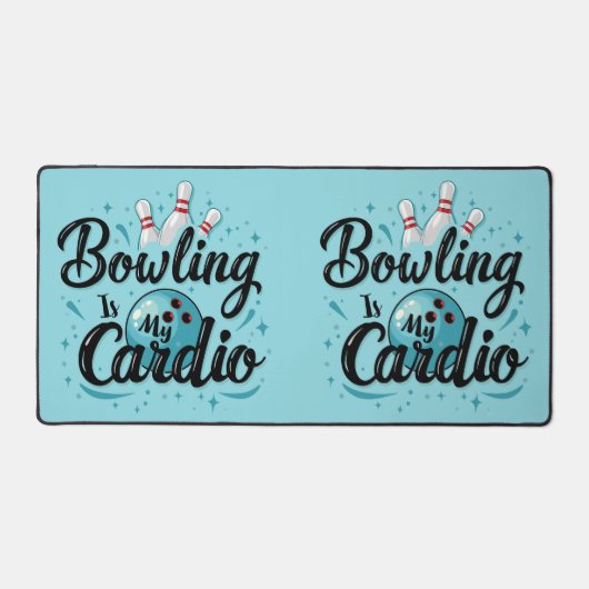 Retro Neon "Bowling Is My Cardio" Funny Bowling Schreibtischunterlage (Vorderseite)